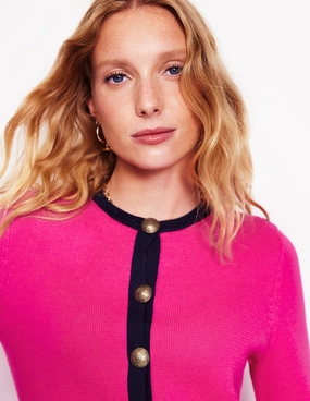 Lightweight Material Off Duty Holly Knitted Jacket-Bright Pink