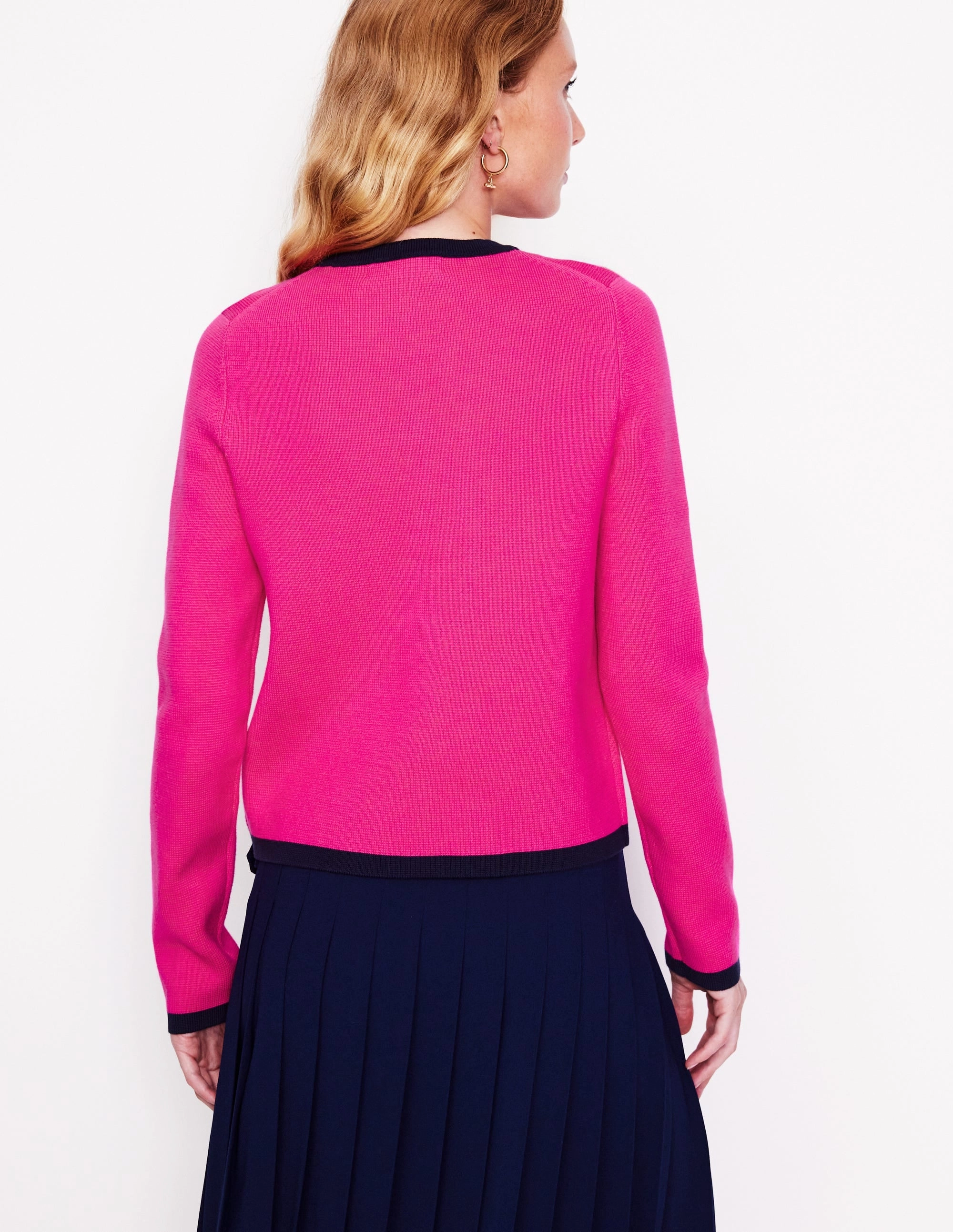 Wrinkle resistant fabric Holly Knitted Jacket-Bright Pink