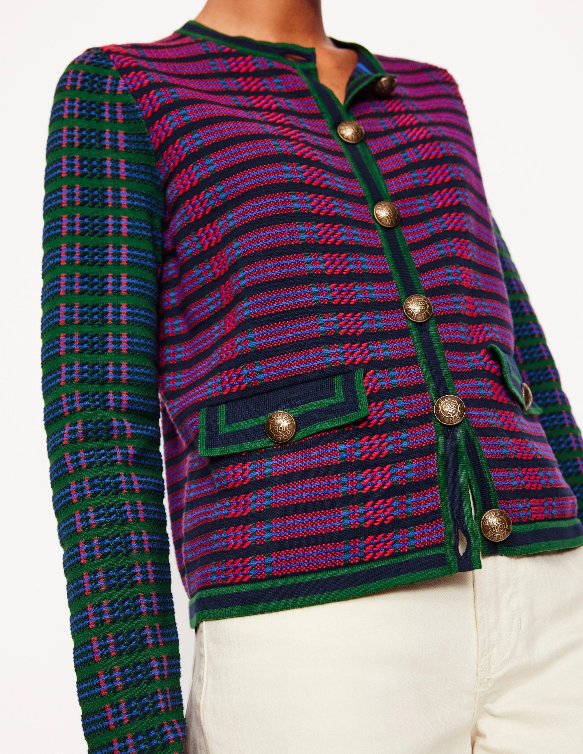 Easy Fit Holly Knitted Jacket-Multi, Check