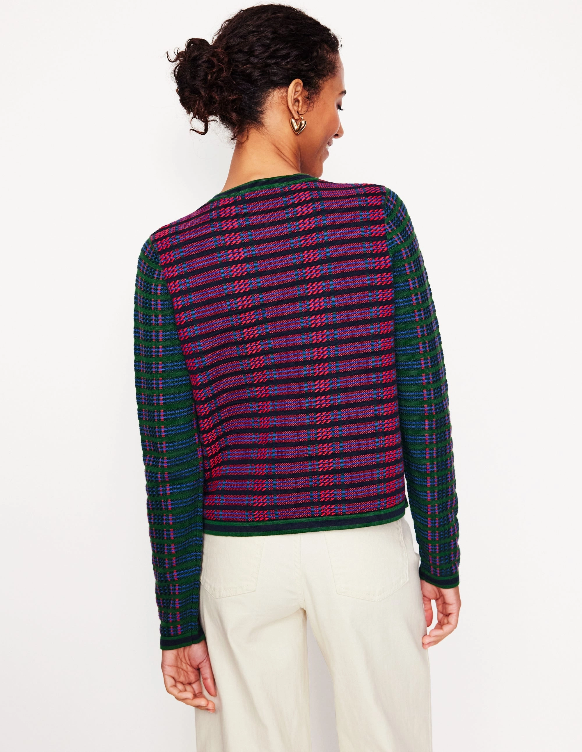 Sustainable Fibers Work Day Holly Knitted Jacket-Multi, Check