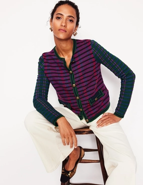 Holly Knitted Jacket-Multi, Check Ventilation Panel Design