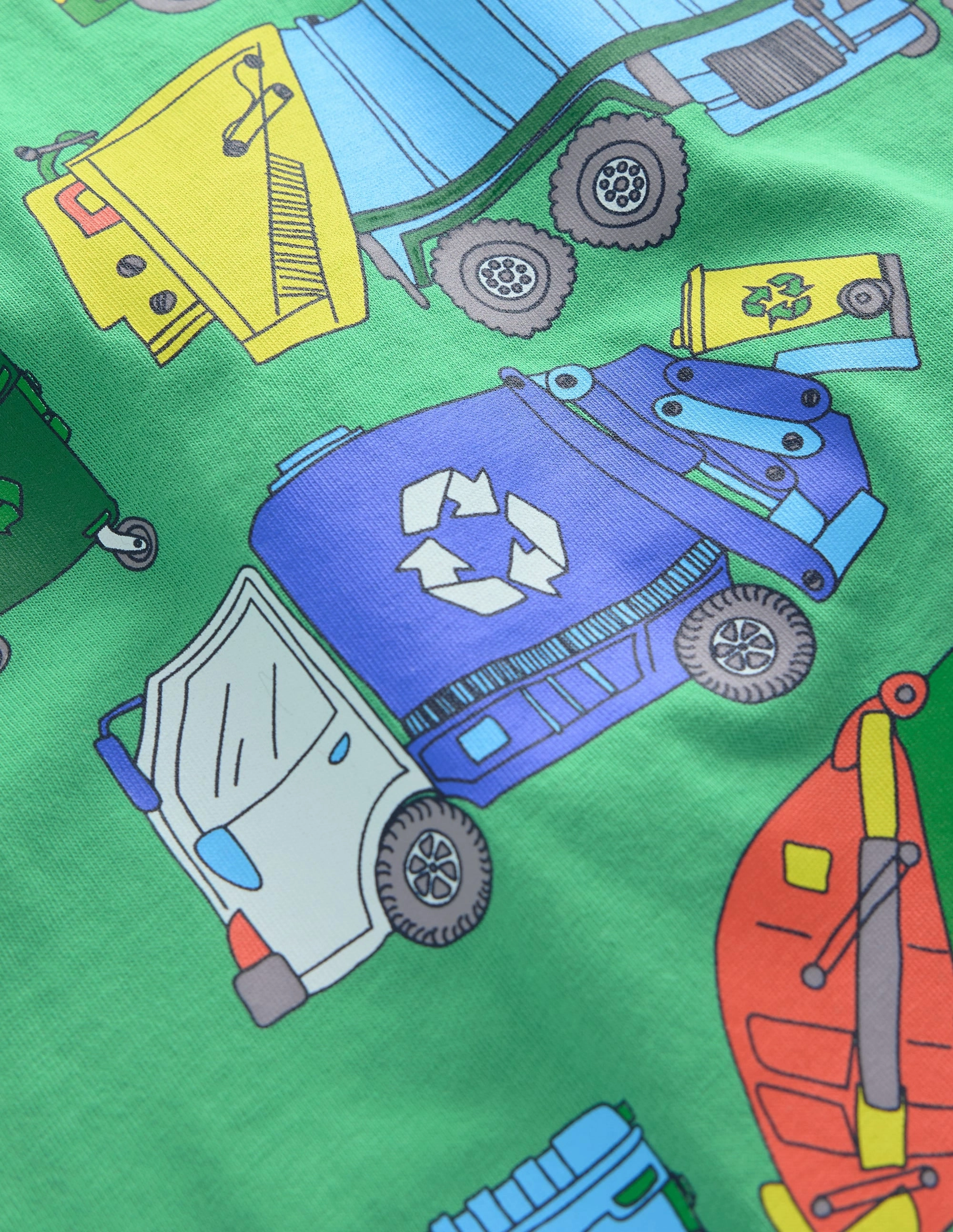 Short Sleeve Graphic T-shirt-Aloe Green Recycling trucks Geometric Print Chic Design