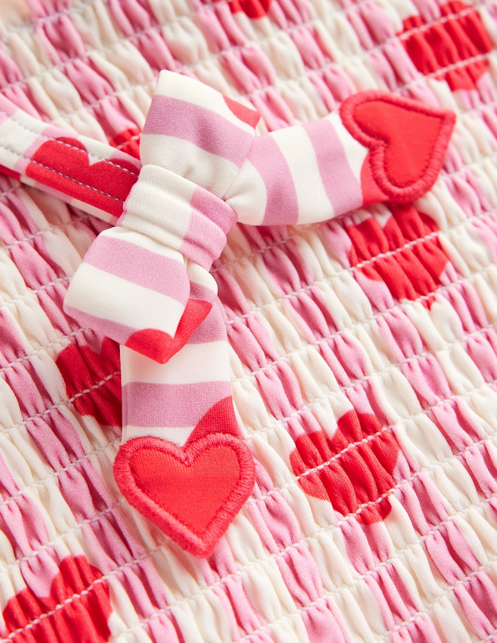 Smocked Tankini Set-Bubblegum Pink Heart Stripe Breezy Style Everyday Essential