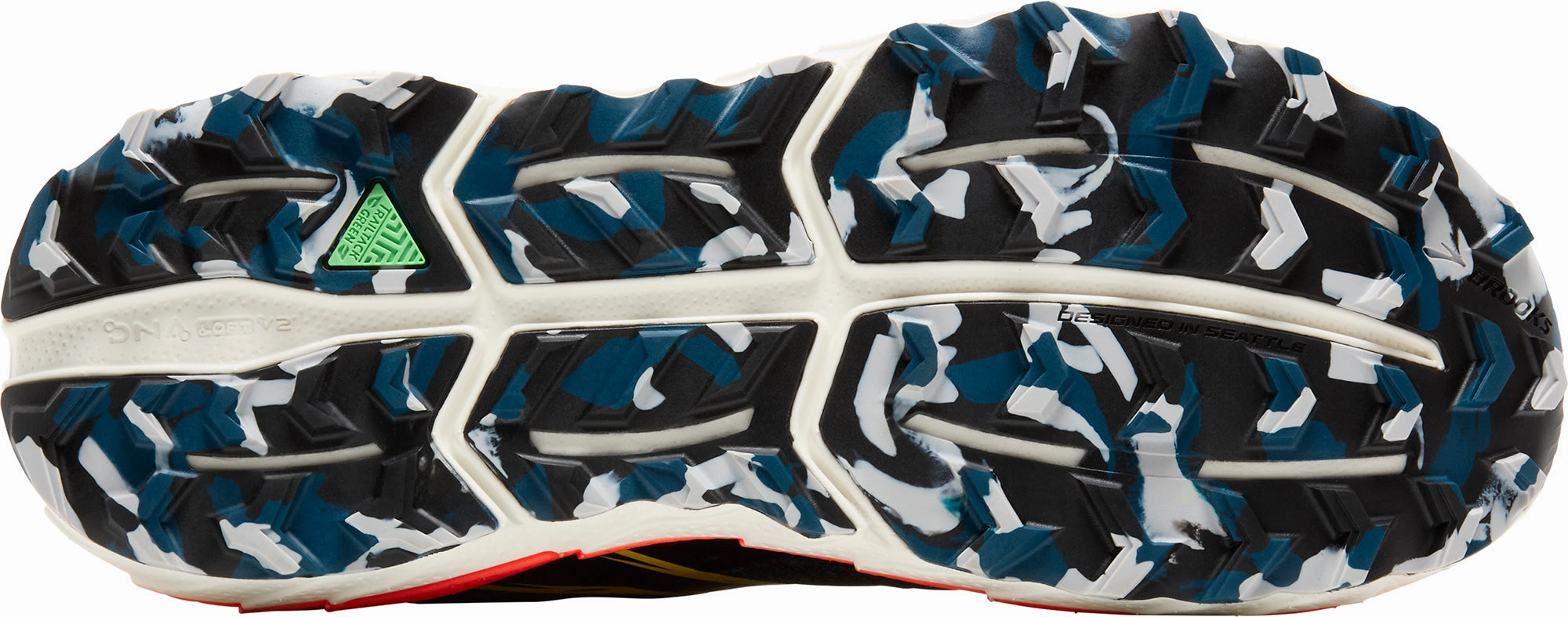 Brooks Cascadia 18 Mens Trail Running Shoes - Blue heel - cup insoles Micro Groove Flex