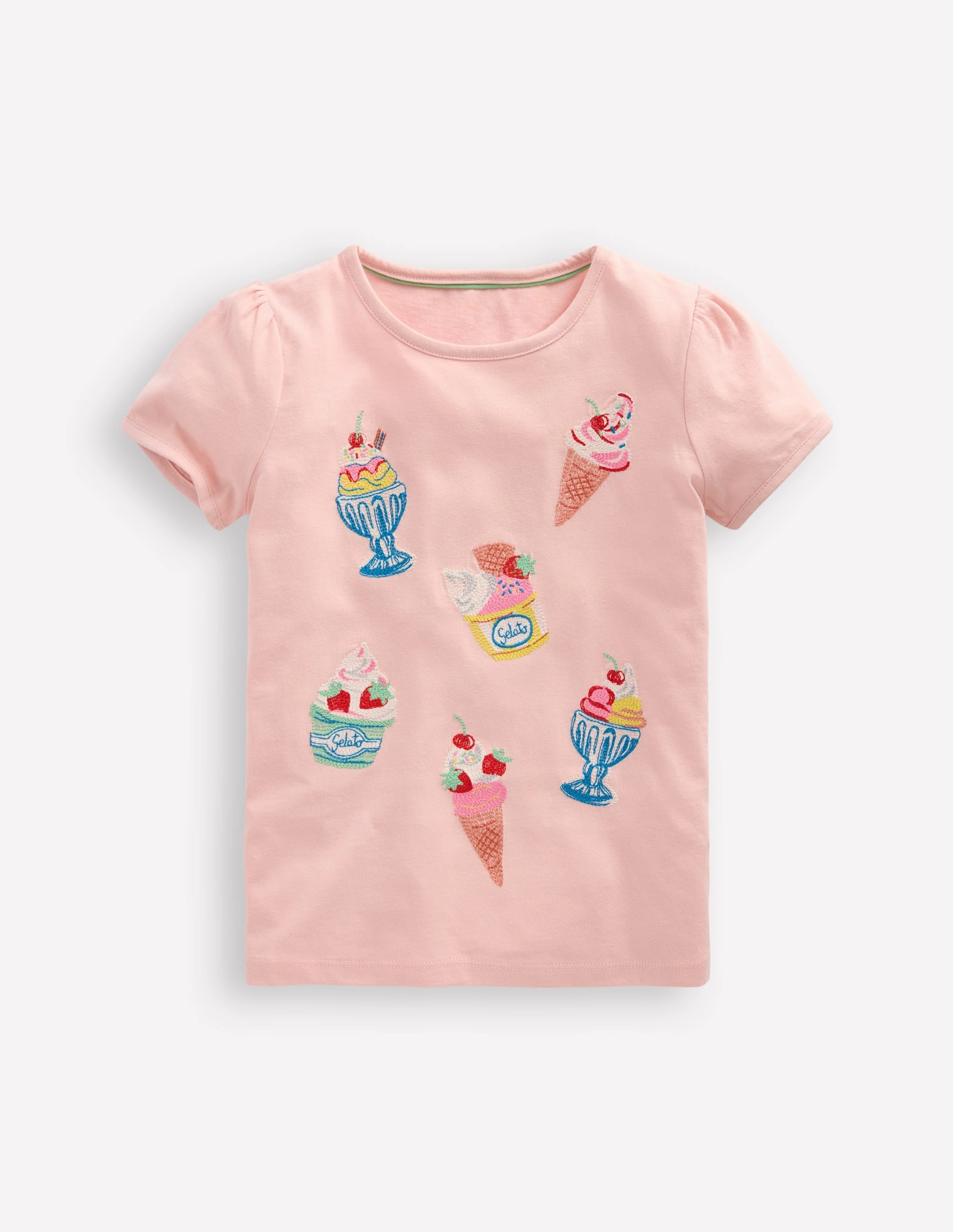 Puff Sleeve Superstitch Top-Chalk Pink Ice Creams Simple Comfort Look Casual Comfort Look