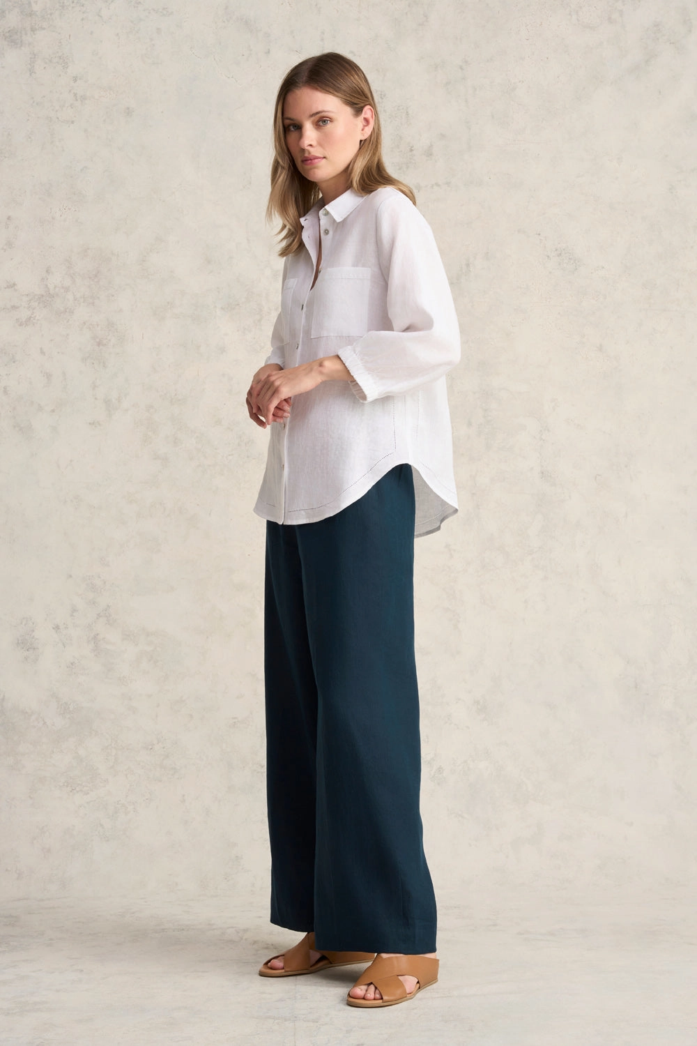 Essential Linen Shirt - White RollUpCuff