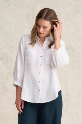 BreathableBackVents Essential Linen Shirt - White