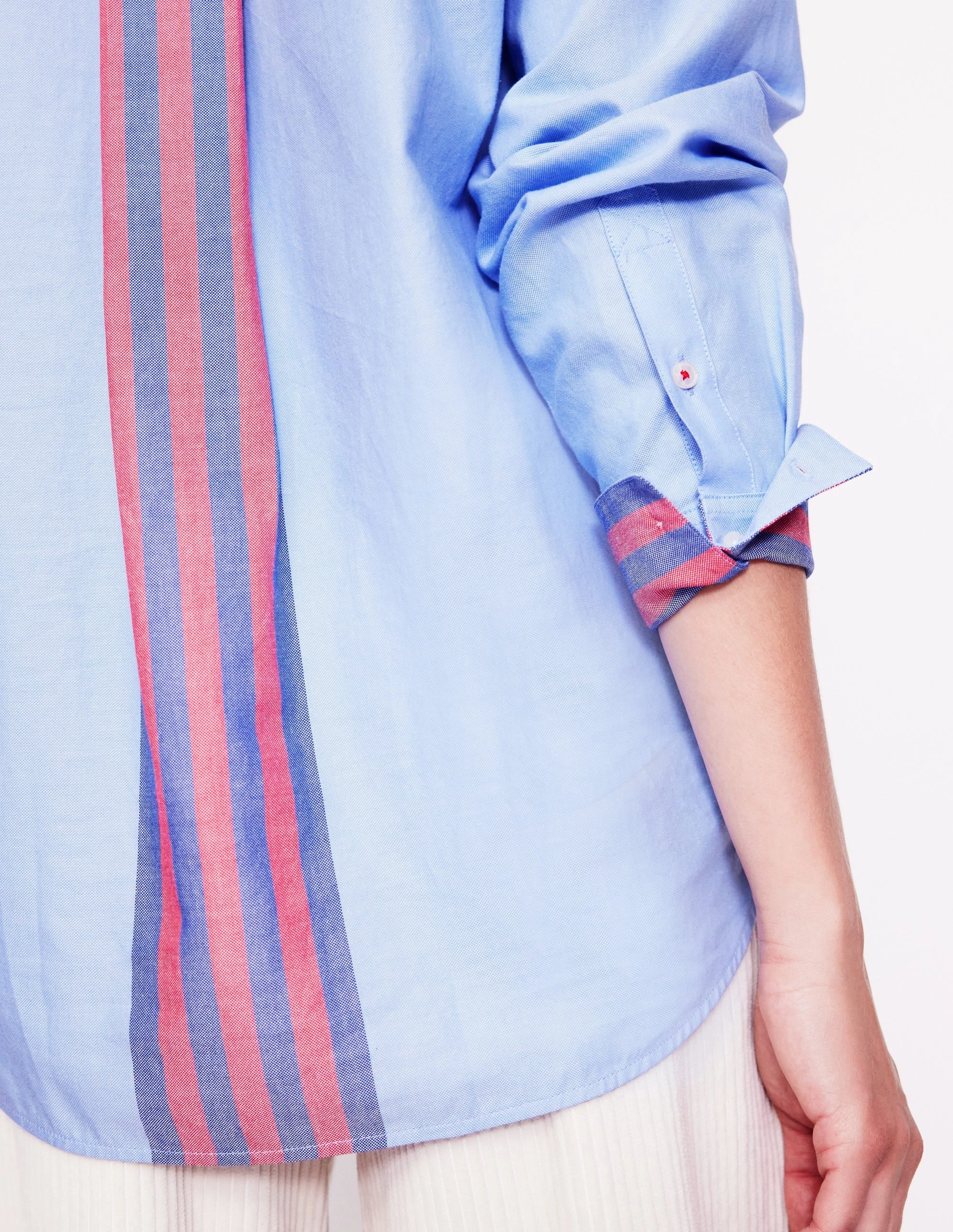 Effortless Wear Fit Stylish Wear Connie Relaxed Cotton Shirt-Blue Oxford, Placement Stripe