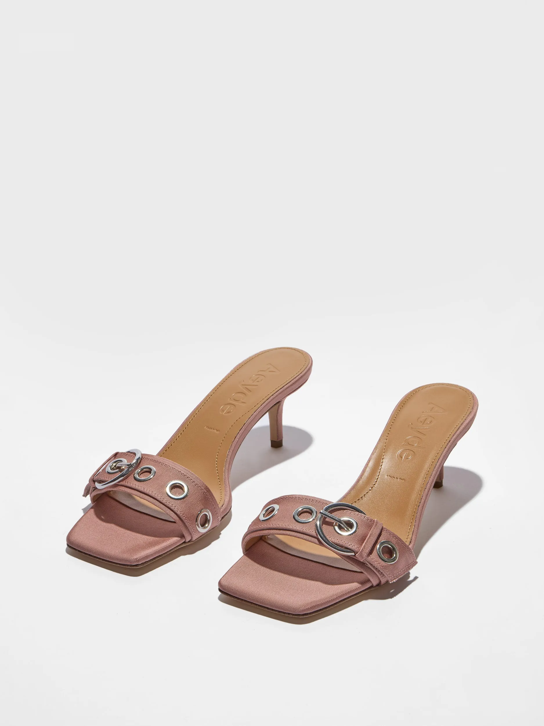 Ilvy Eyelet Grosgrain Mules Casual Office Heels