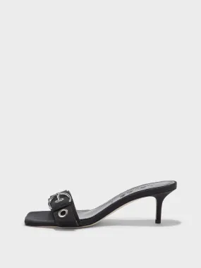 Pink High Heels Easy Clean Ilvy Eyelet Grosgrain Mules