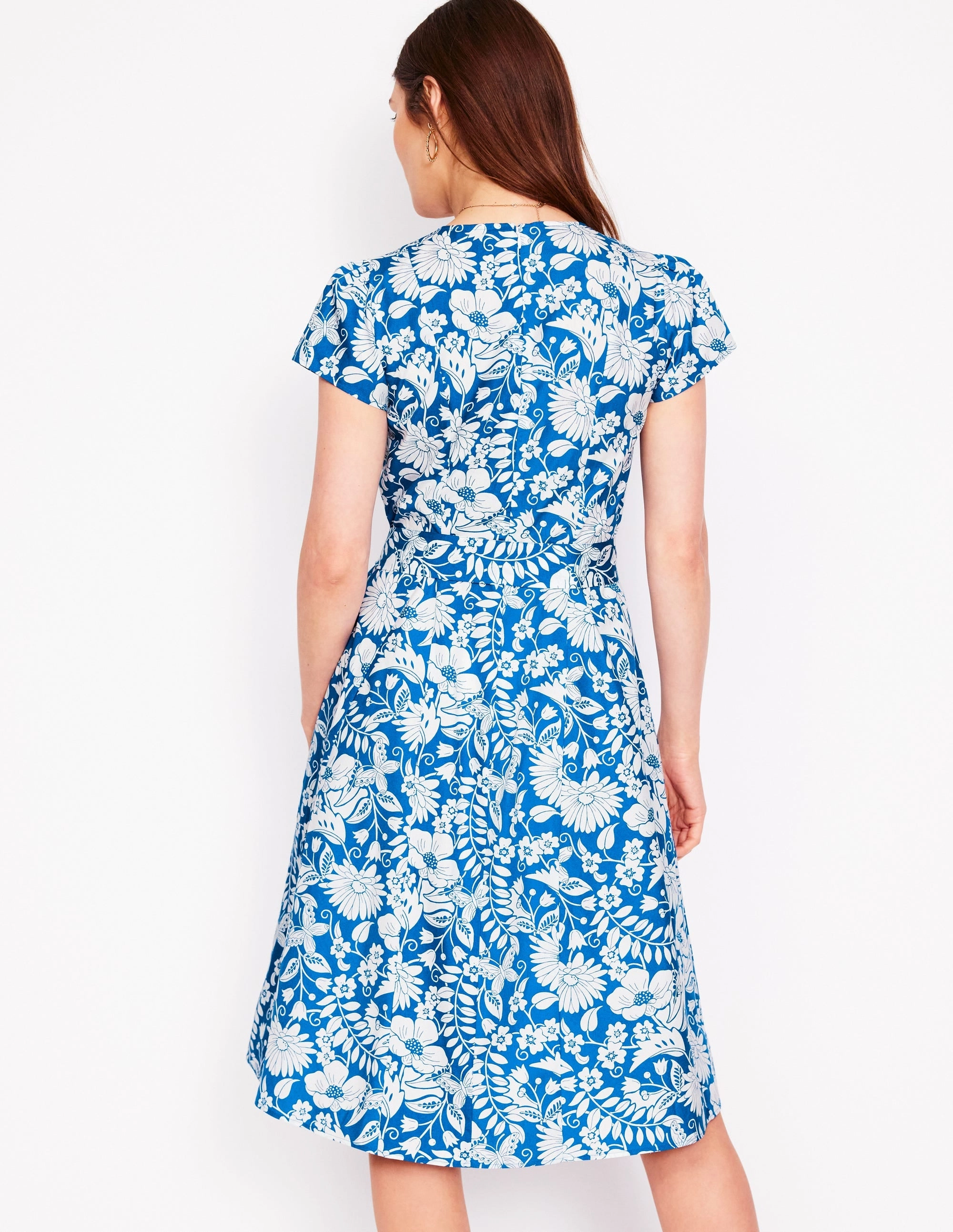 Imo Cotton Godet Short Dress-Gallery Blue, Wildflower Trail hypoallergenic Mermaid-Hem
