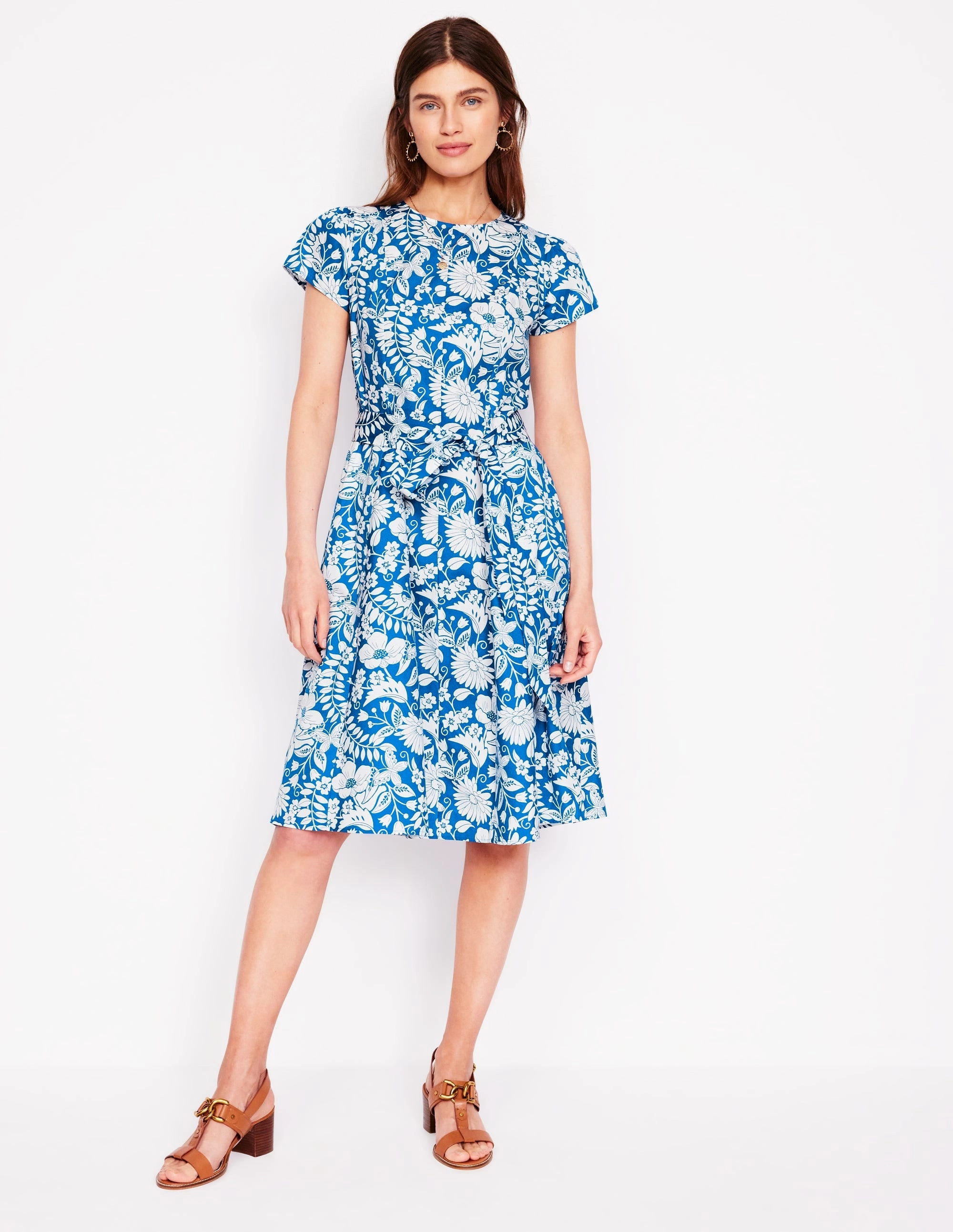 Imo Cotton Godet Short Dress-Gallery Blue, Wildflower Trail Vibe Choice
