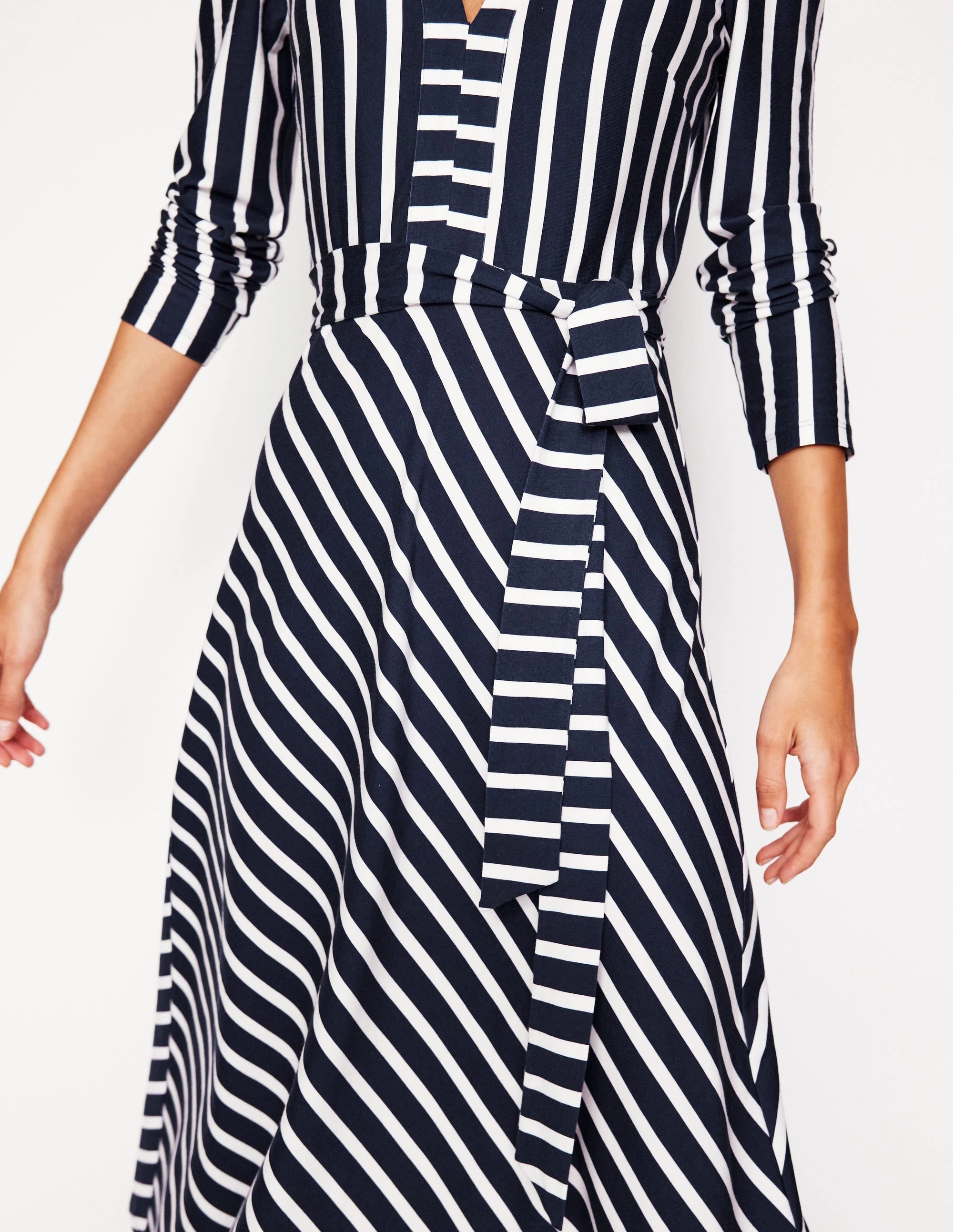 Imogen Collared Jersey Dress-French Navy and Ivory Stripe Elegant Finish