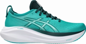 Anti Wrinkle hook - and - loop closure shoes Asics Gel Nimbus 27 Mens Running Shoes - Green