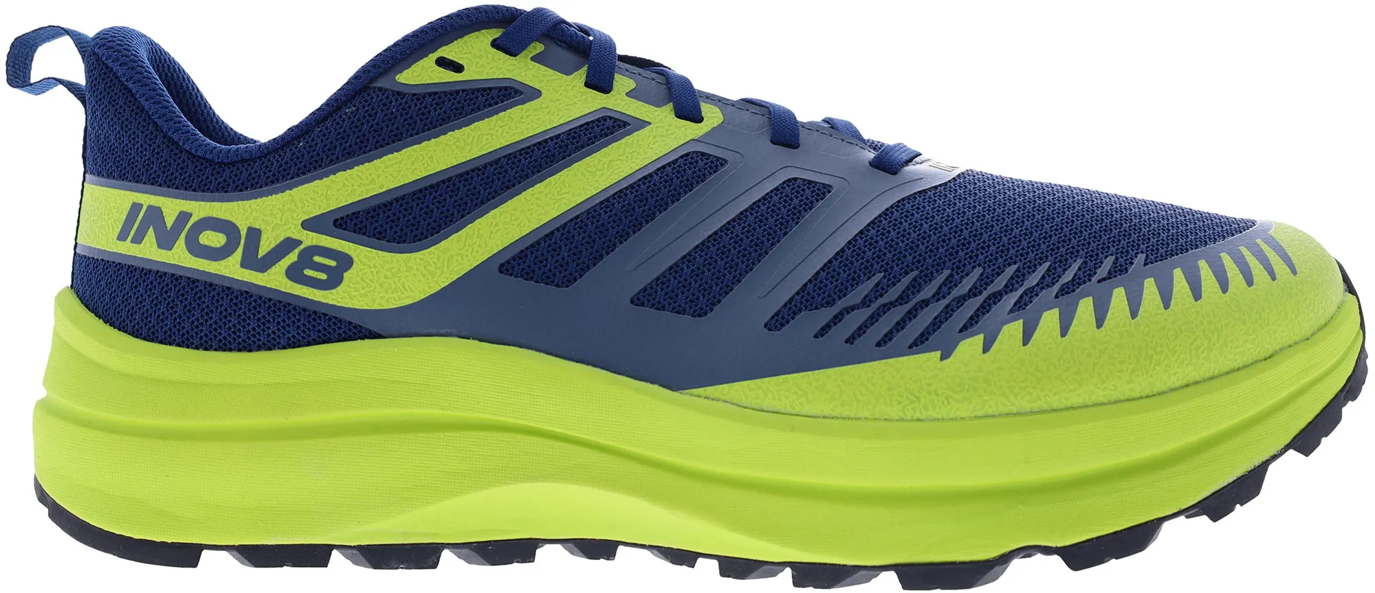 Cushioned heel Inov8 TrailFly Max WIDE FIT Mens Trail Running Shoes - Blue