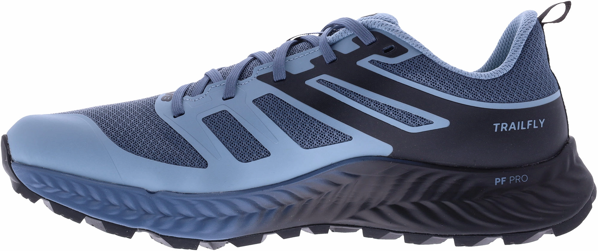 Inov8 TrailFly Mens Trail Running Shoes - Blue Heel running in a stone bridge area shoes