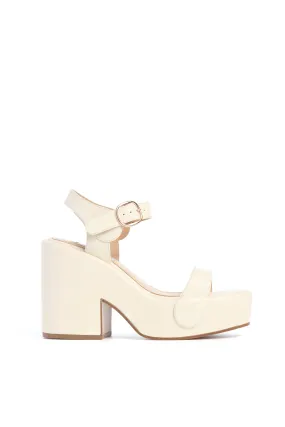 Comfortable Footwear For Outdoors Iris Platform Sandal in Cream Nappa Leather