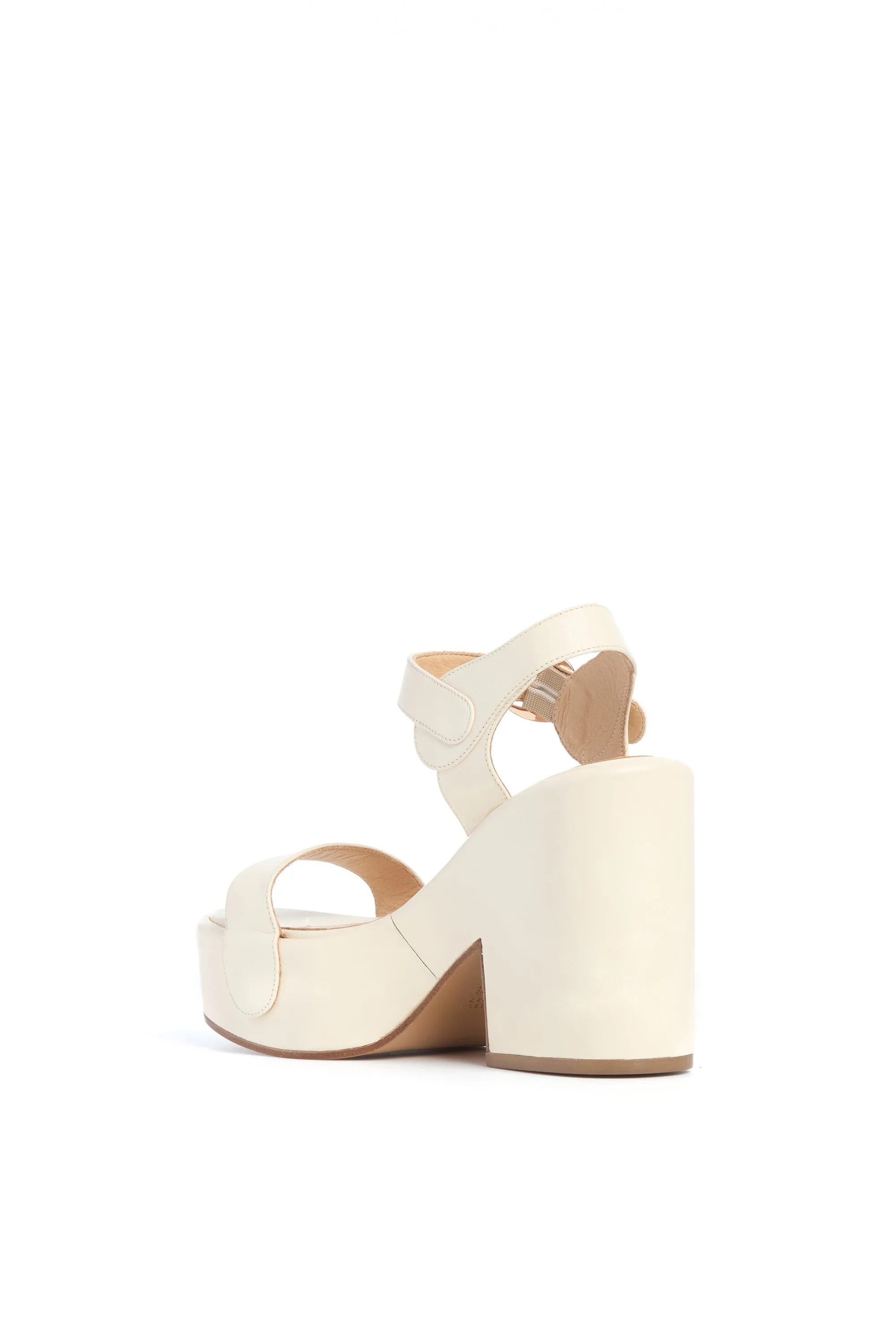 Iris Platform Sandal in Cream Nappa Leather Outdoor Essential Comfortable Vacation Shoes
