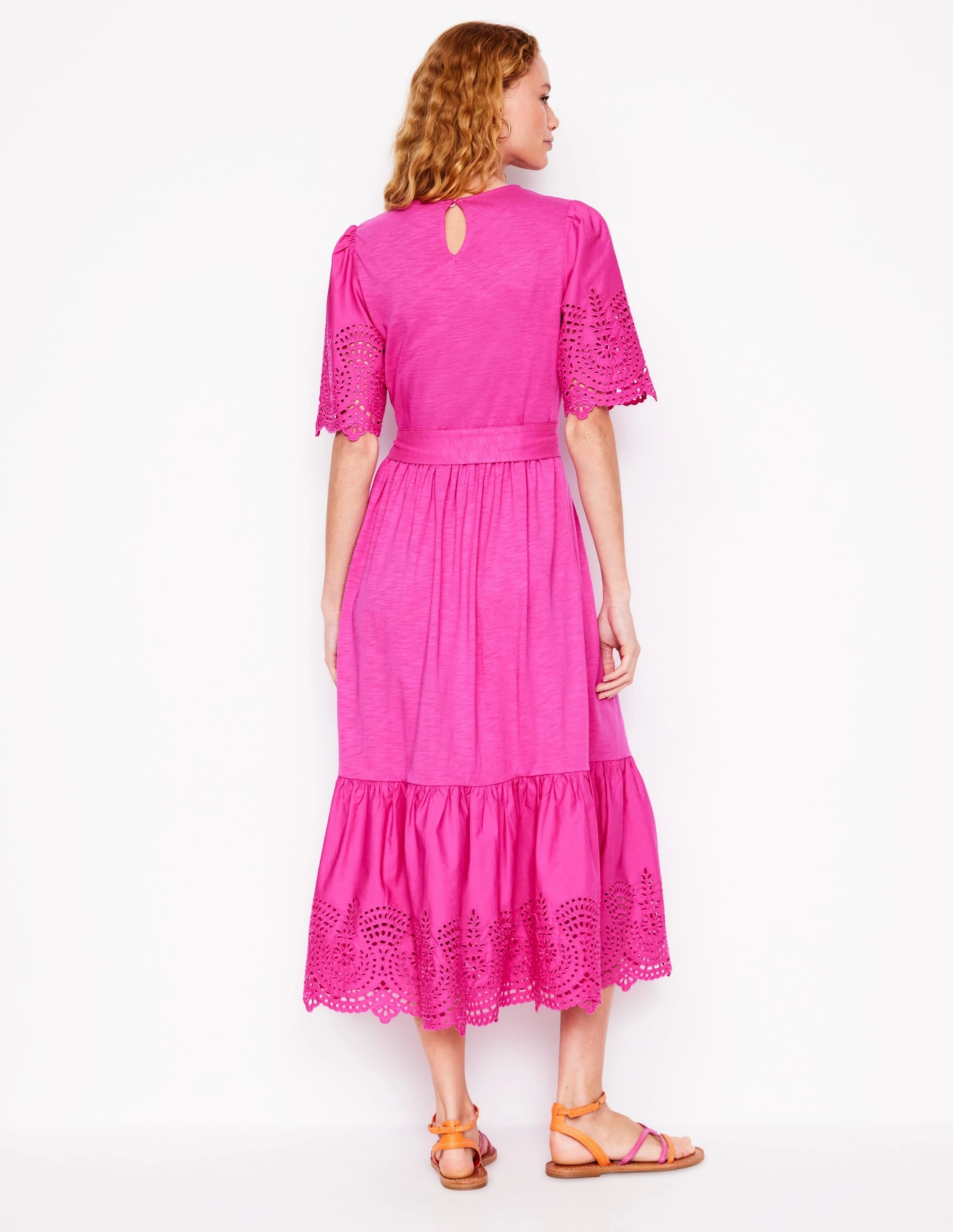 Isabel Broderie Mix maxi Dress-Cosmos Pink Stream Cut Refined touch