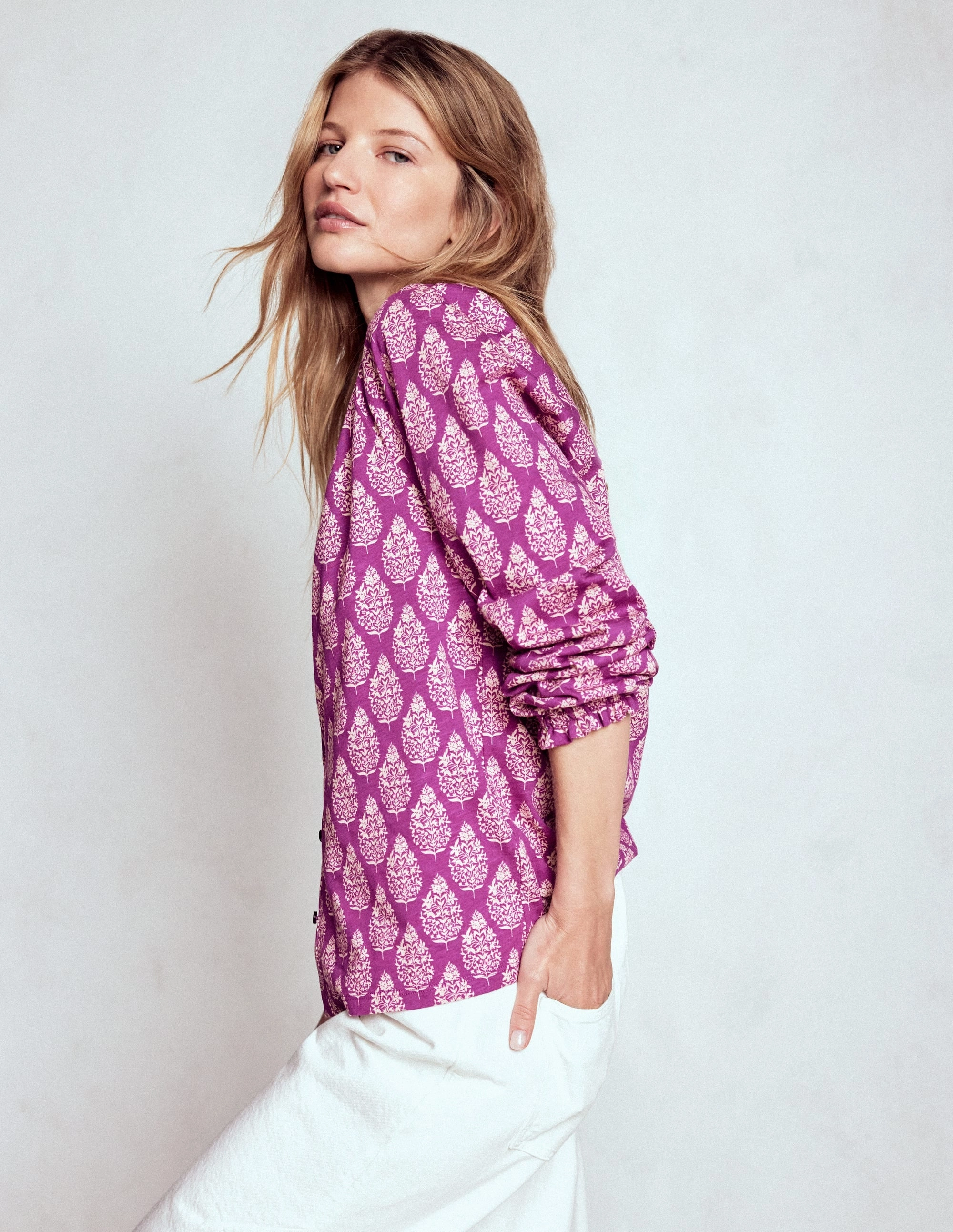 Isla Long Sleeve Jersey Shirt-Purple, Wildflower Bouquet baby shower