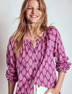 Isla Long Sleeve Jersey Shirt-Purple, Wildflower Bouquet Minimal Comfort Style