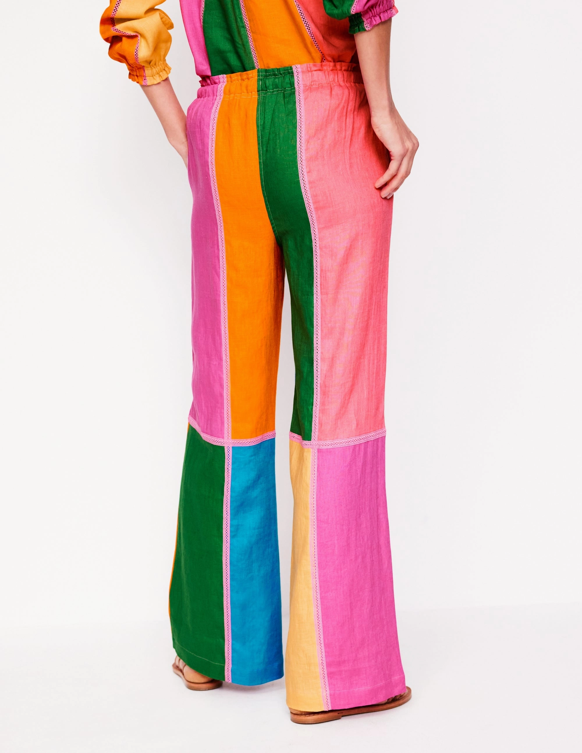 Slip Resistant Abrasion Resistant Material Islington Linen Trousers-Multi Colourblock