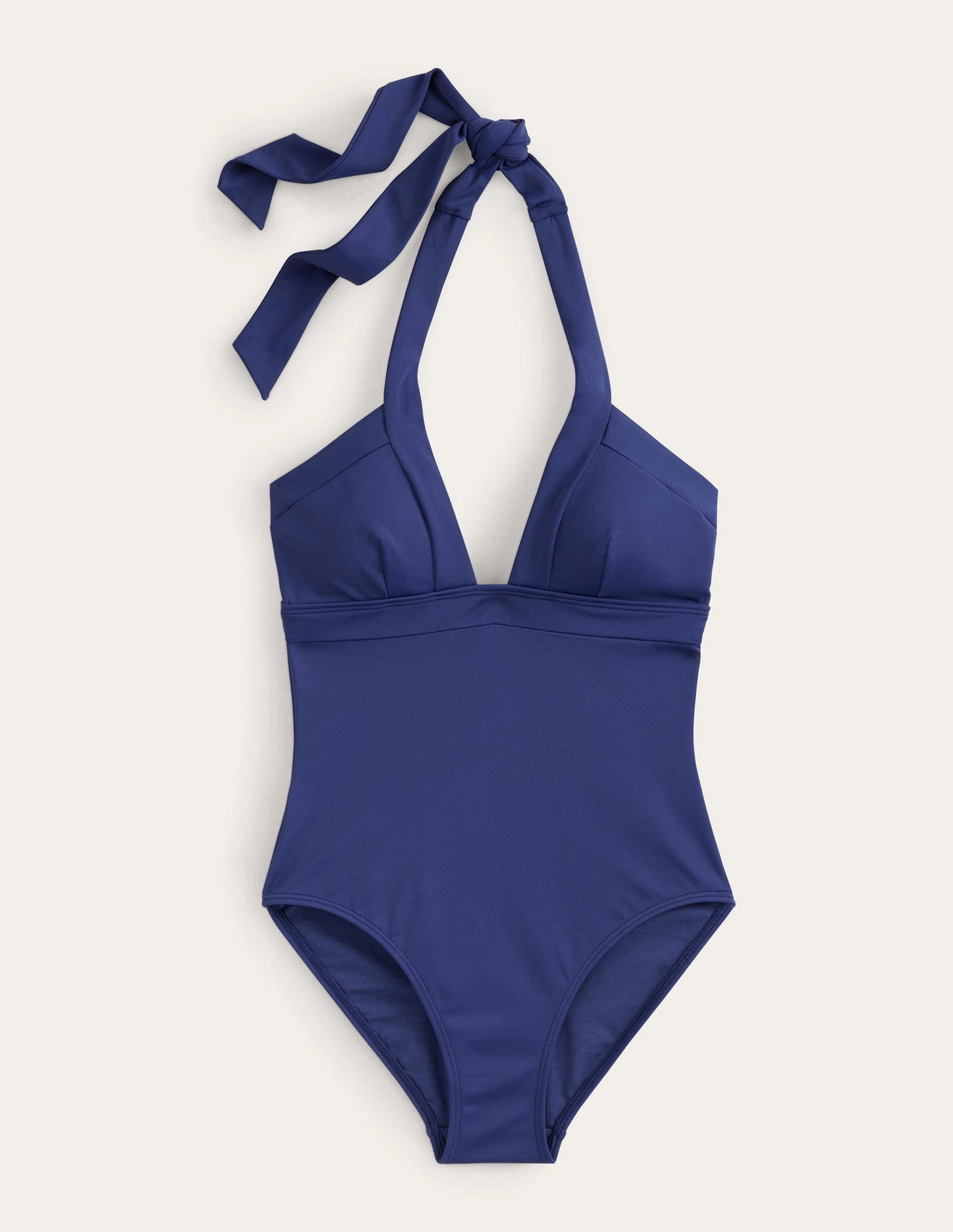 High Shine Anti Fade Material Ithaca Halter Swimsuit-French Navy
