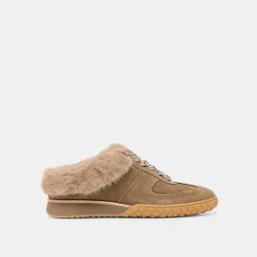 IZZEY PLUSH SNEAKERS OLIVE SUEDE indoor activities