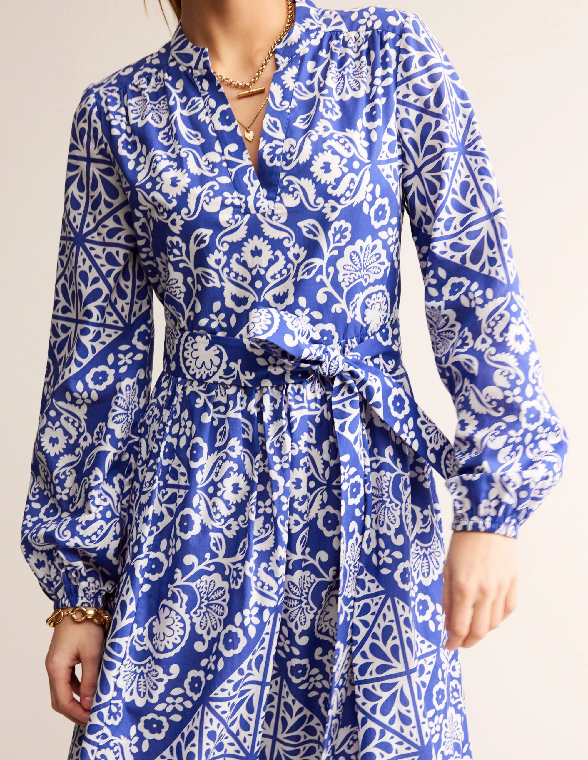 Jen Cotton Midi Dress-Surf the Web, Mosaic Terrace Flattering Style Fit Simple formal dress