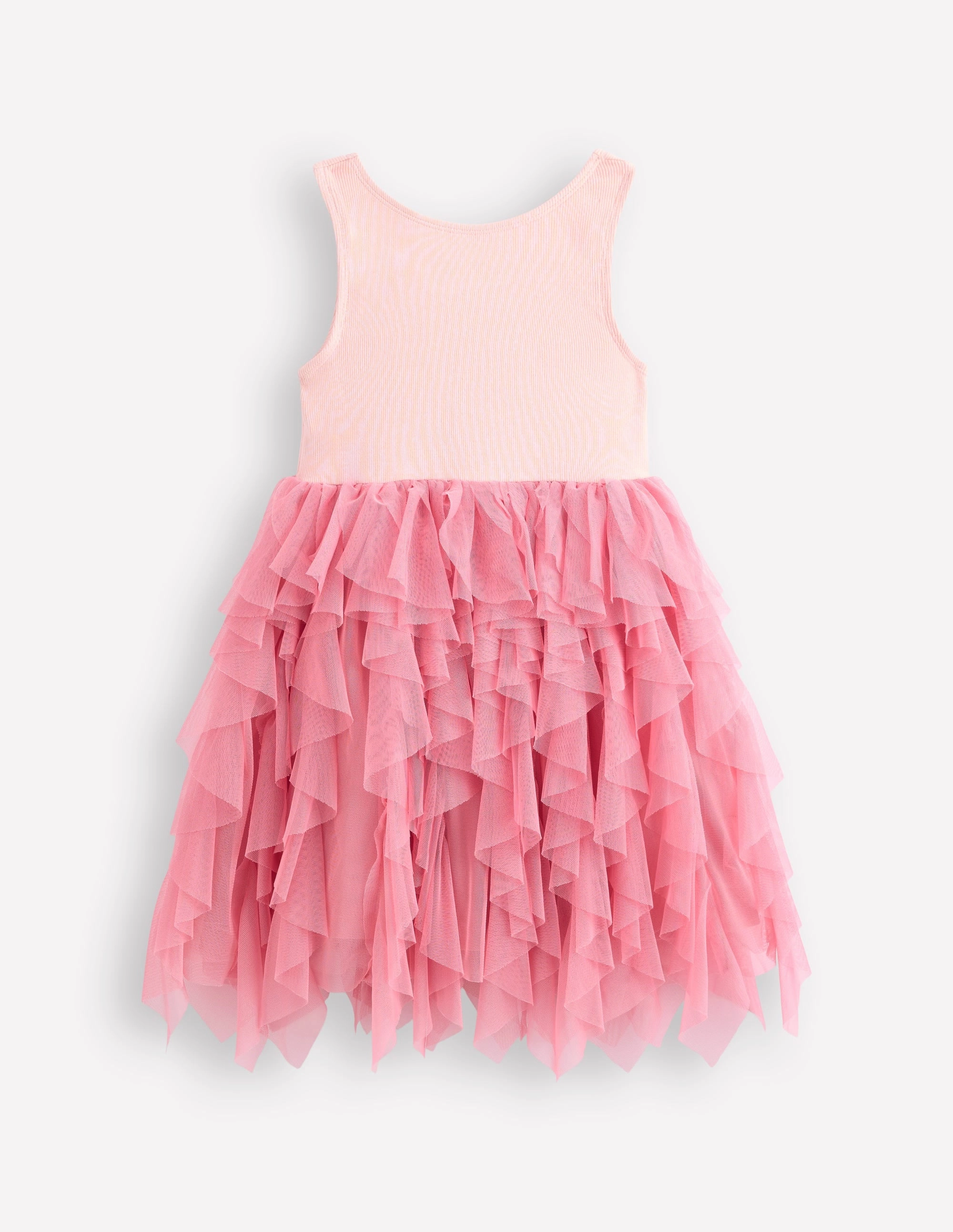 Coffee Break Layered-Sleeve Jersey Tulle Mix Dress-Chalk Pink