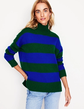 Layered HeatTrap Stitching Jessica Oversized Jumper-Bavaria Green, Monarch Blue