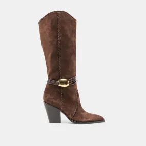 JODY BOOTS DK BROWN SUEDE Zip Up Style Long distance