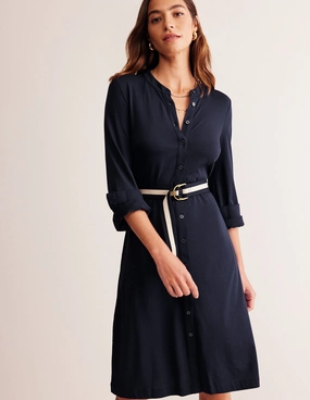 Julia Jersey Shirt Dress-Navy Field Fresh Detachable-Detail