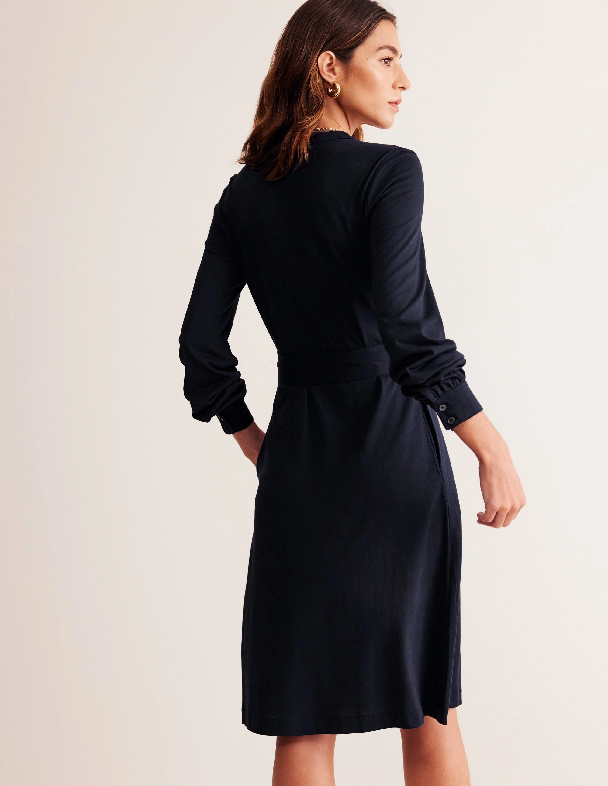 Julia Jersey Shirt Dress-Navy Signature-Style