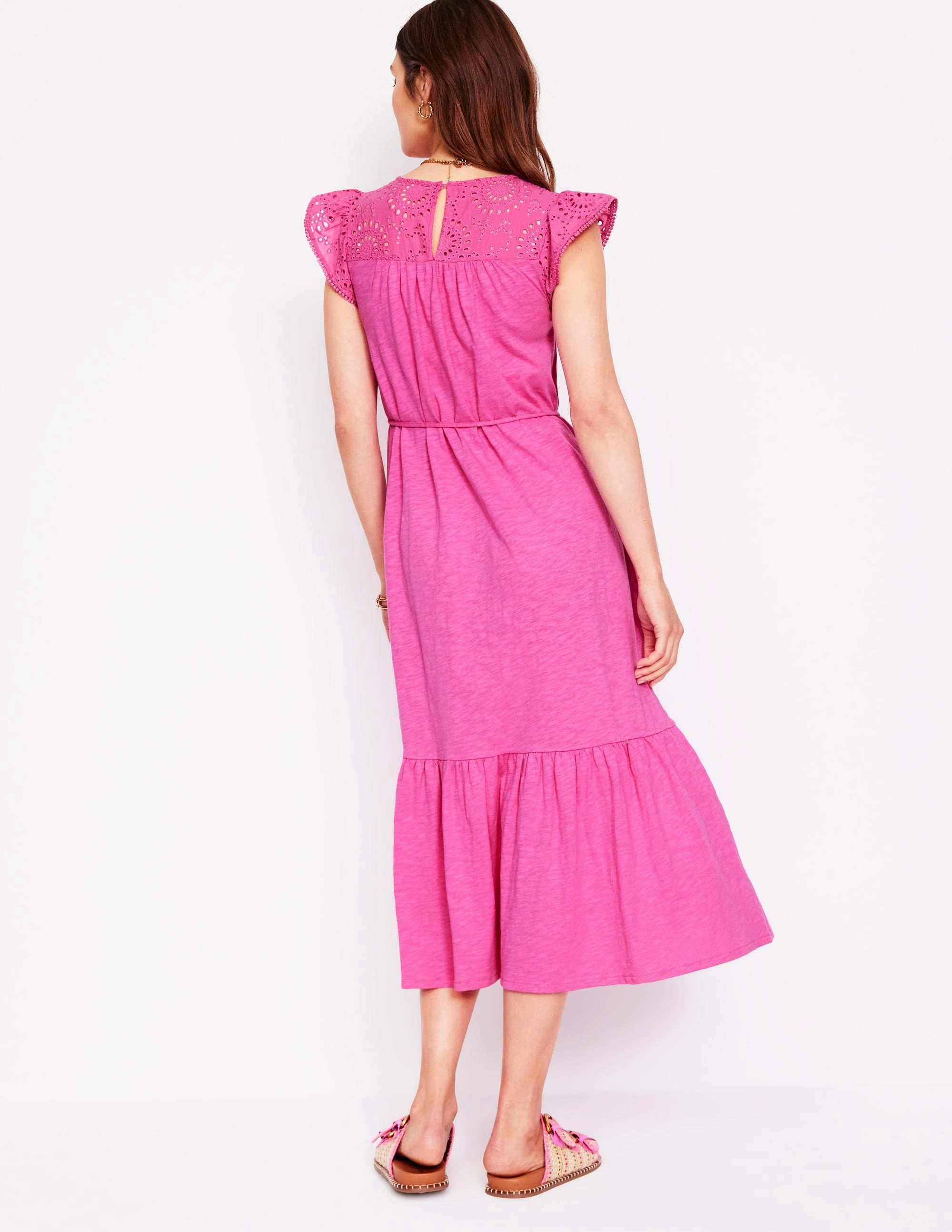 Juliet Broderie Midi Dress-Tickled Pink Tailored Mood Modest Look