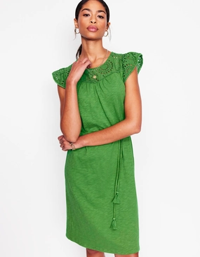 Easy Wrap Juliet Broderie Short Dress-Paradise Green