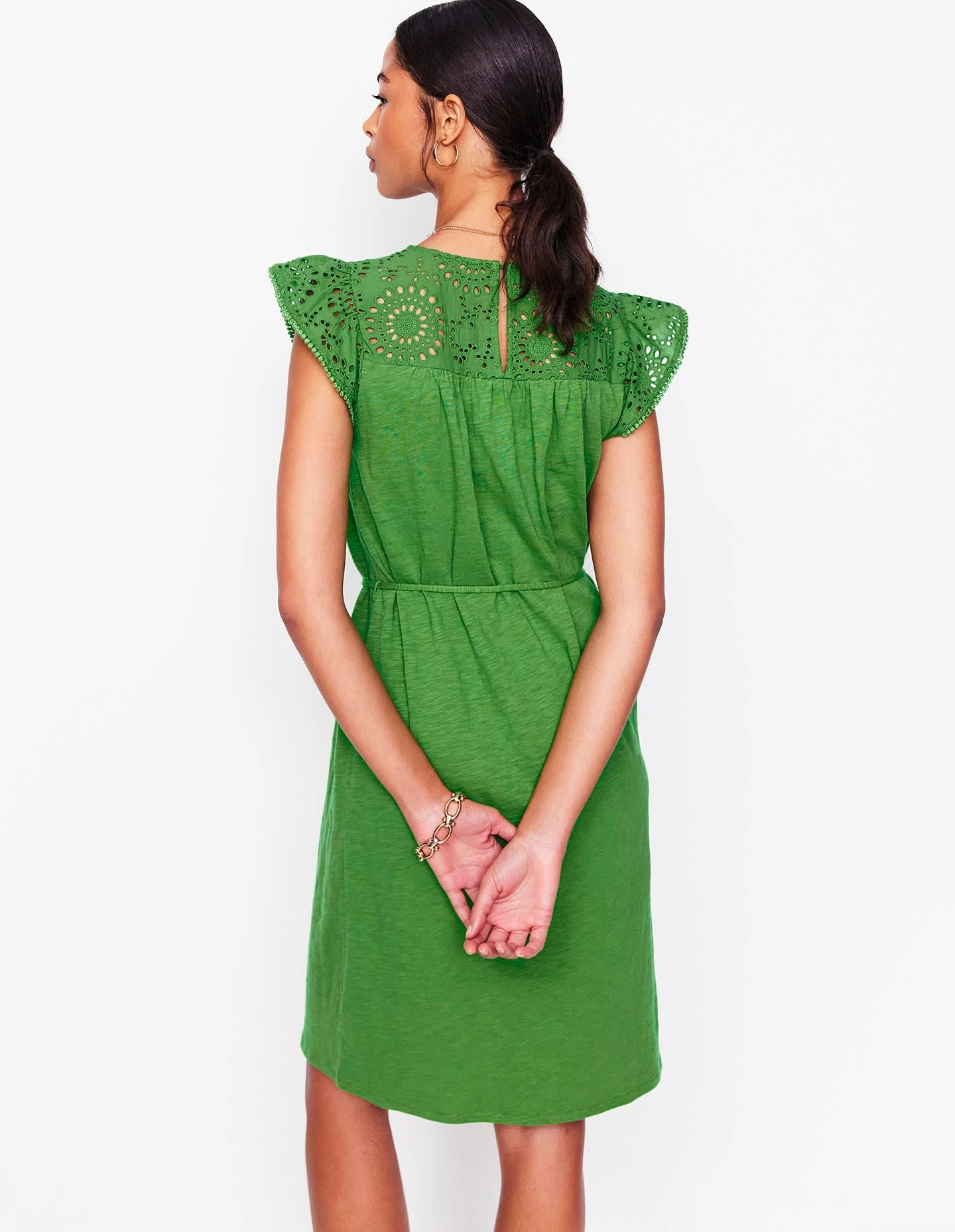 Juliet Broderie Short Dress-Paradise Green Bright Vibe Perfectly Fit Look