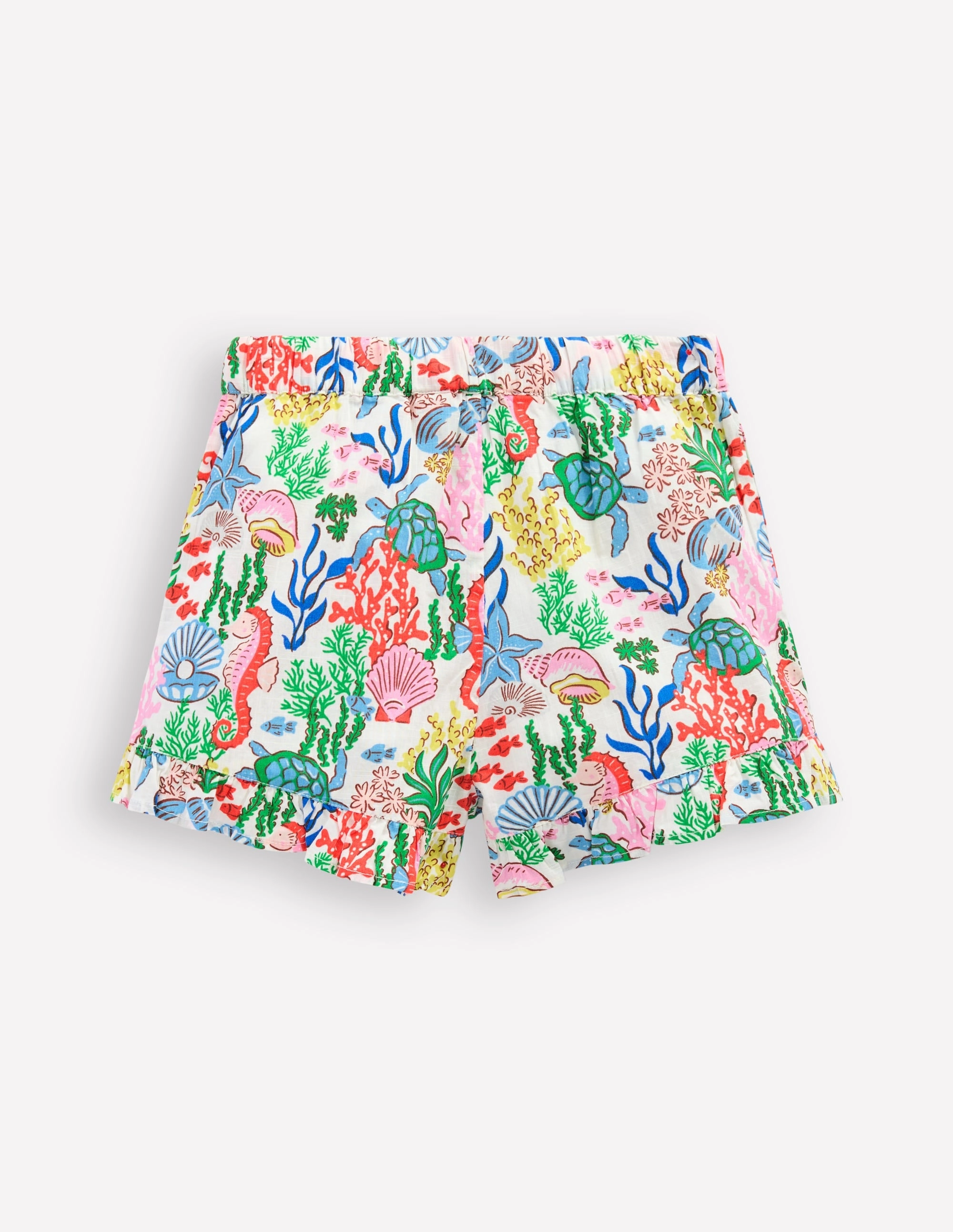 Reflective Safety Detailing Durable Quality Juniper Woven Frill Shorts-Multi Coral Cove