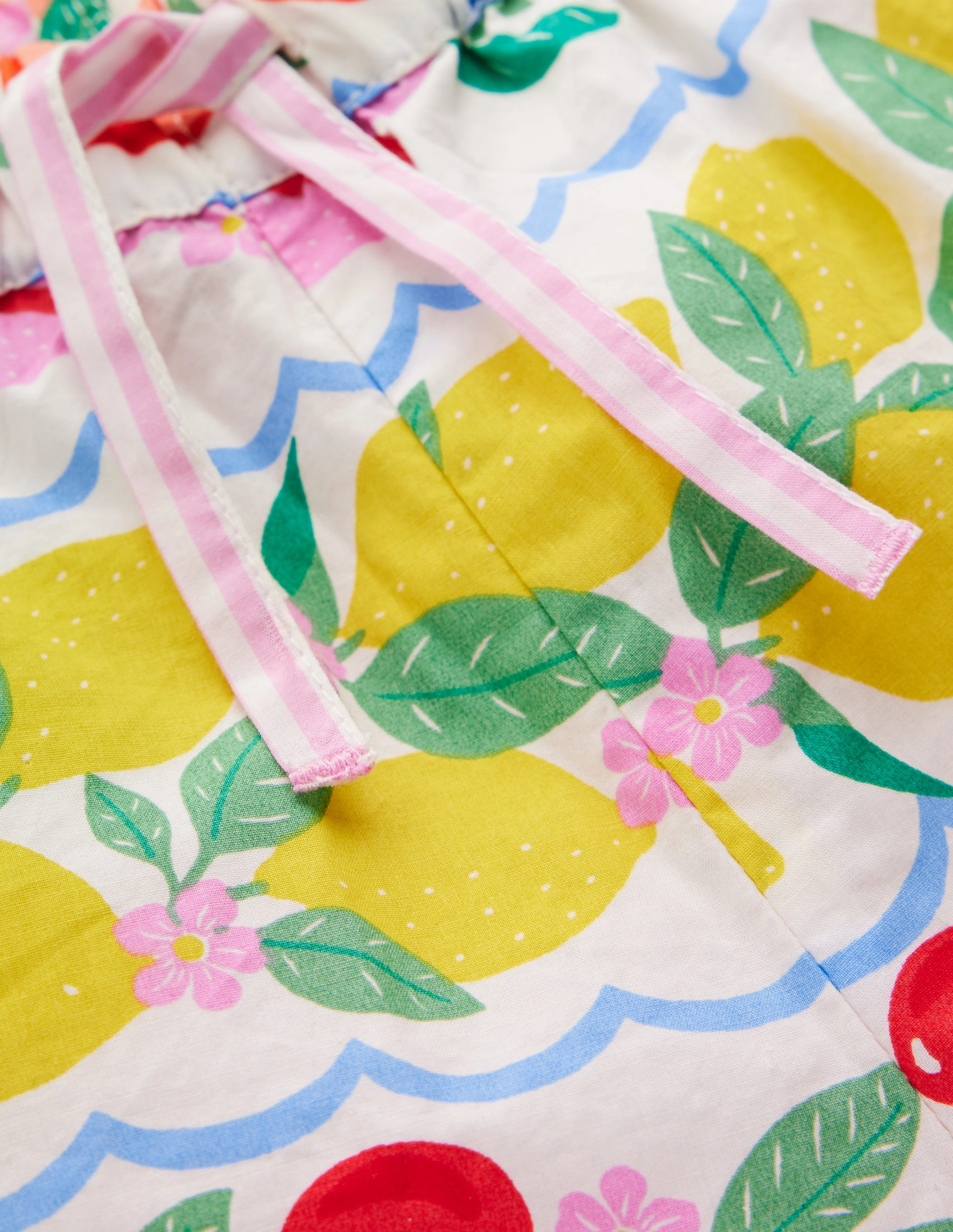 Juniper Woven Frill Shorts-Rainbow Fruit Stripe Biodegradable Material Option