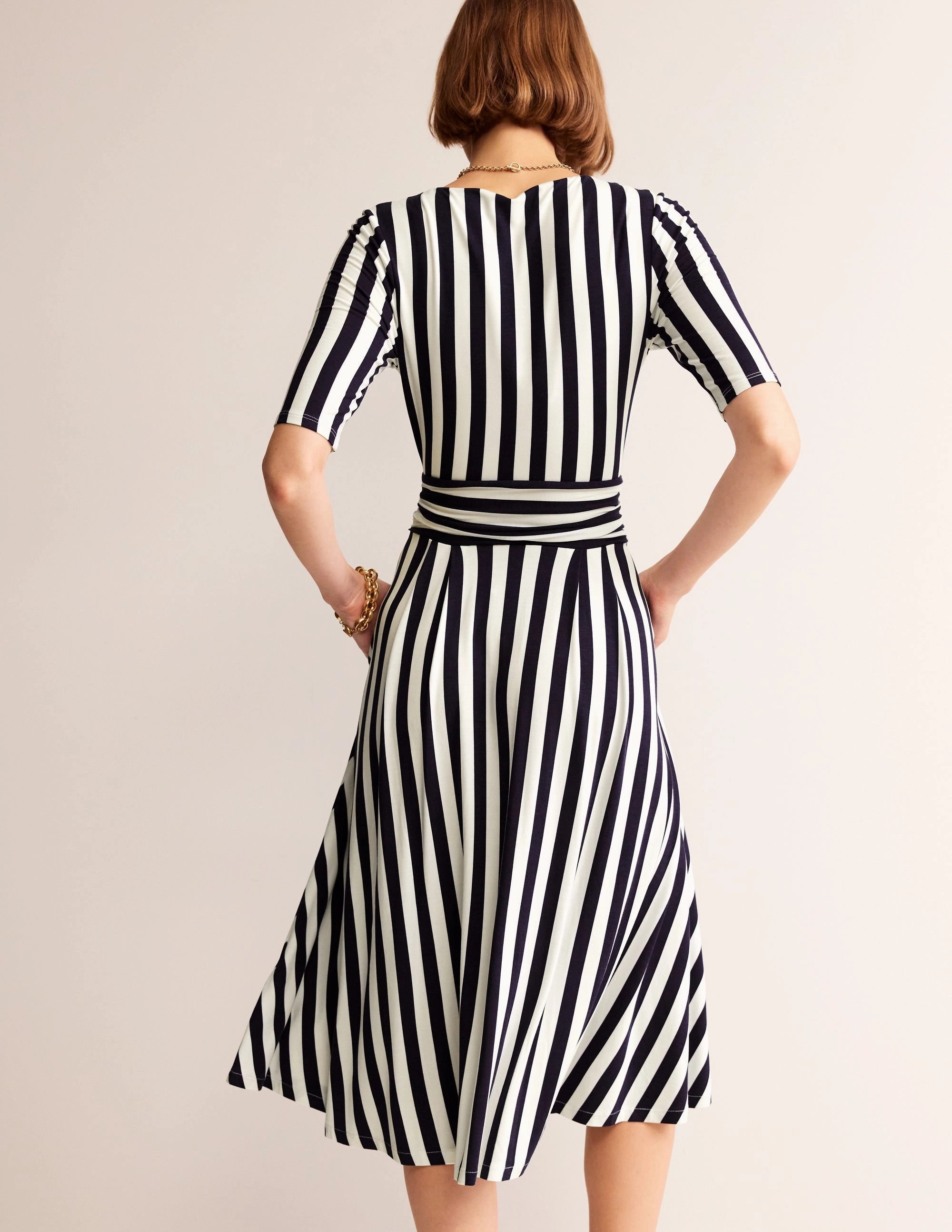 Kassidy Jersey Midi Dress-French Navy, Ivory Stripe Soft Curve