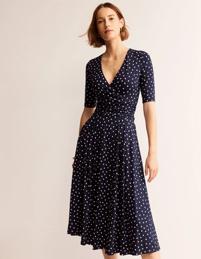 Chic boho dress Fashionable Layer Kassidy Jersey Midi Dress-Navy, Scattered Brand Spot