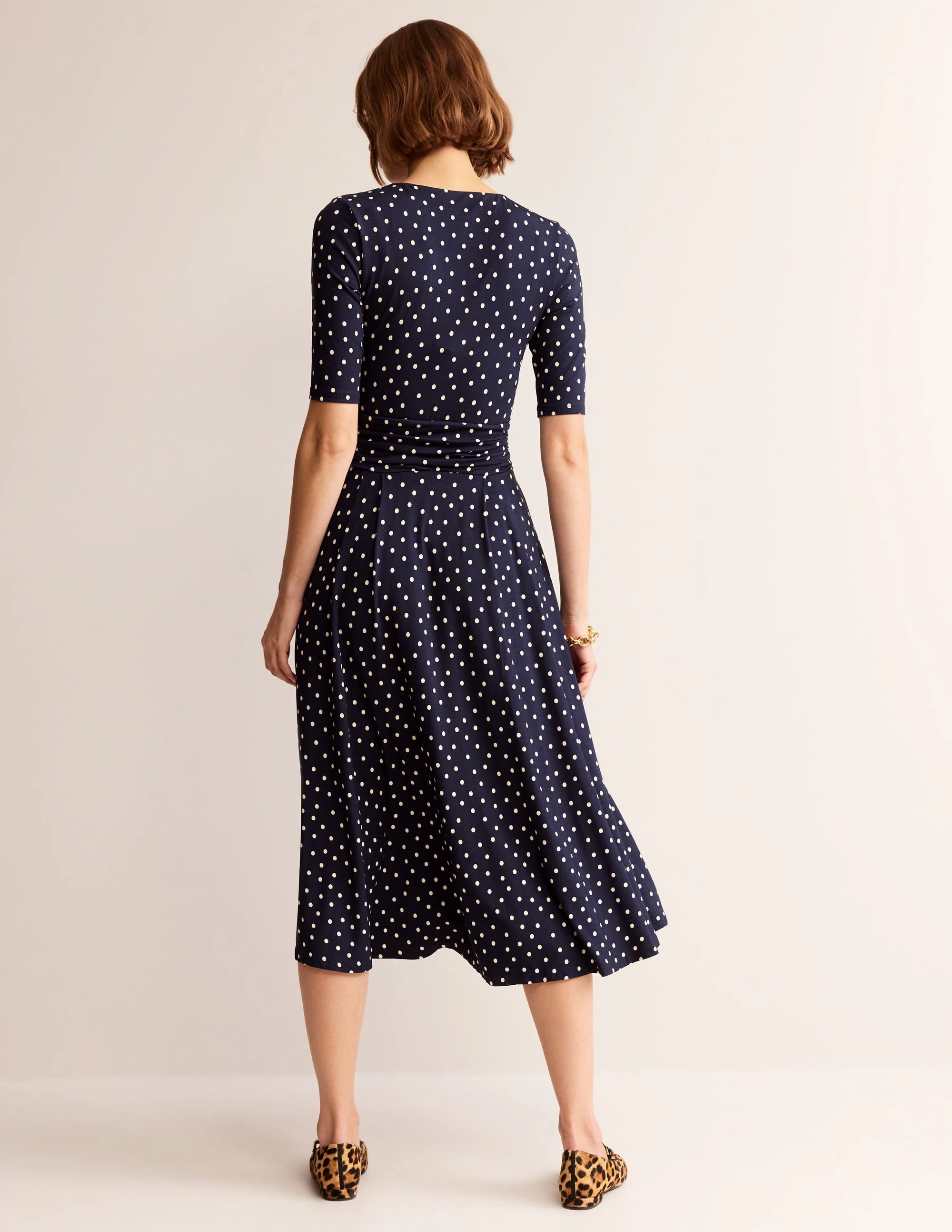 Kassidy Jersey Midi Dress-Navy, Scattered Brand Spot Pose Sweet