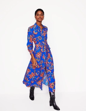 Sharp Look Kate Midi Shirt Dress-Gallery Blue, Whimsical Vine