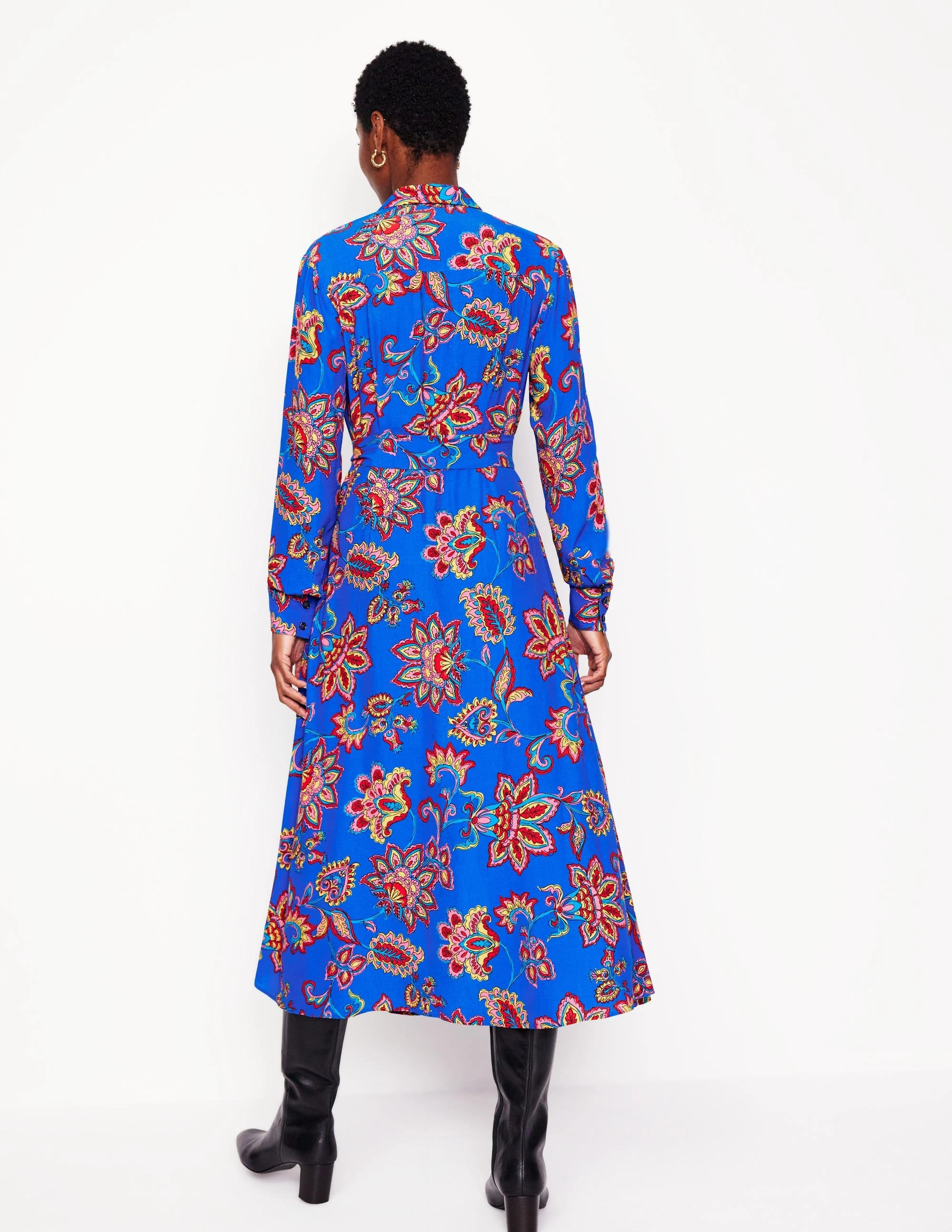 Kate Midi Shirt Dress-Gallery Blue, Whimsical Vine Polite Vibe