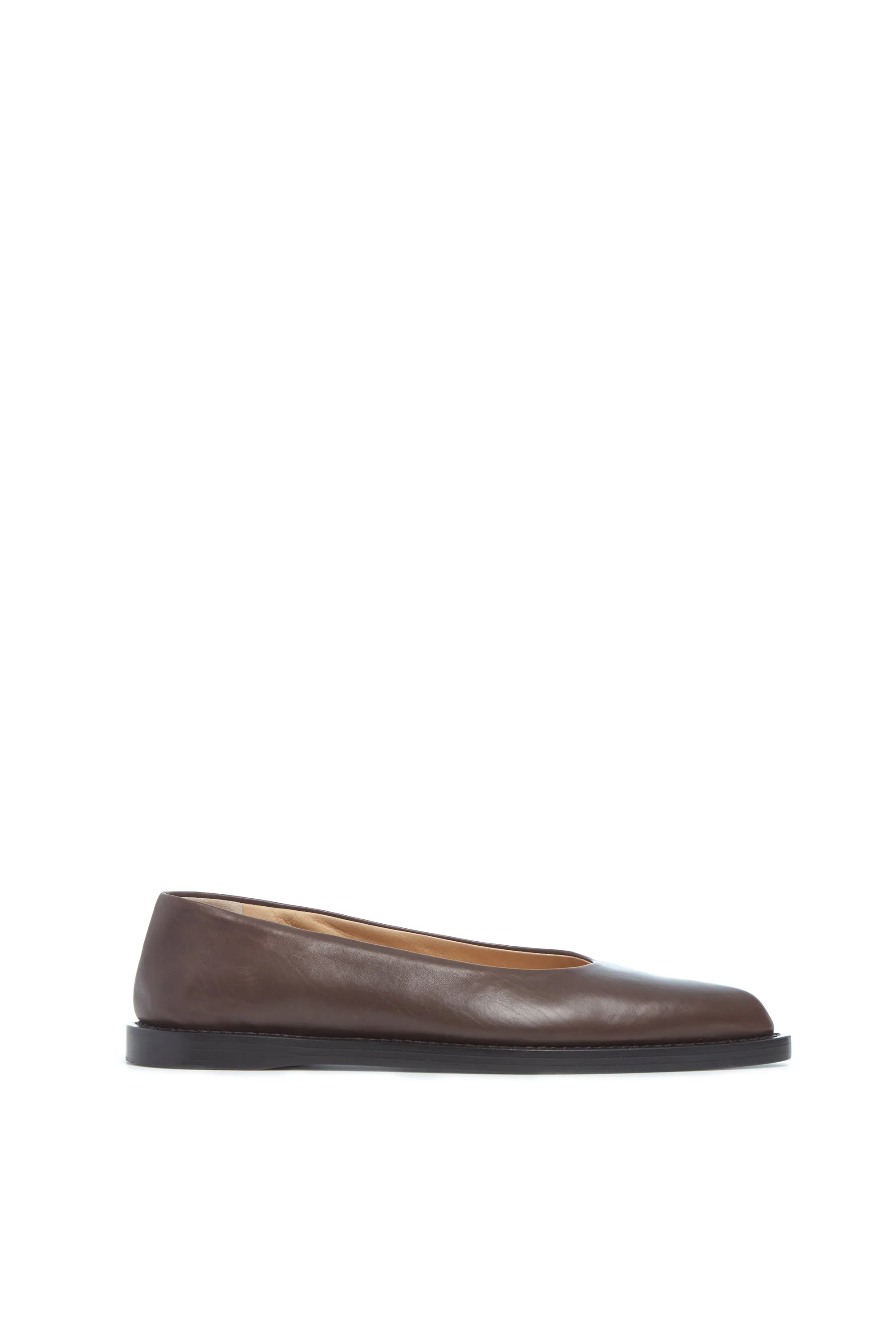 Kati Ballerina Flat Shoe in Chocolate Leather Zip Up Family Glow