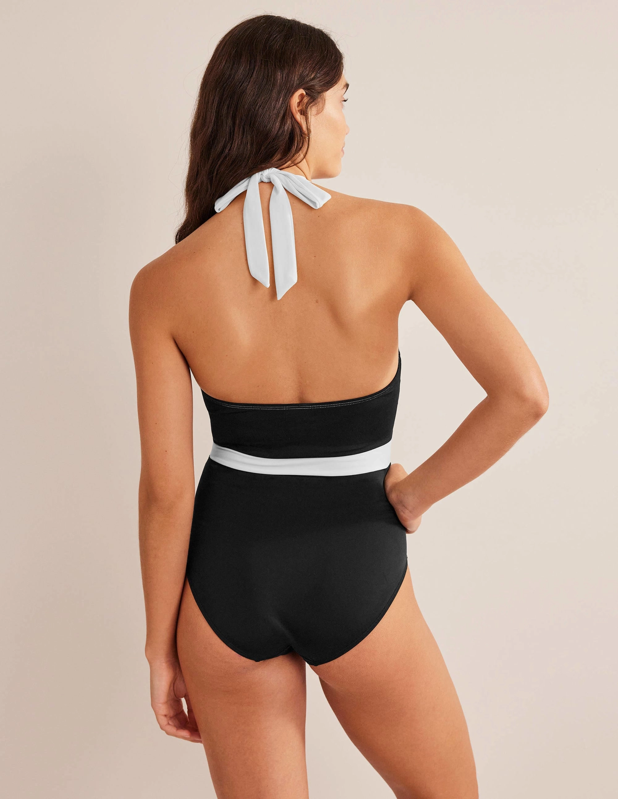Kefalonia Halterneck Swimsuit-Black Colourblock Resort Collection Sand Free