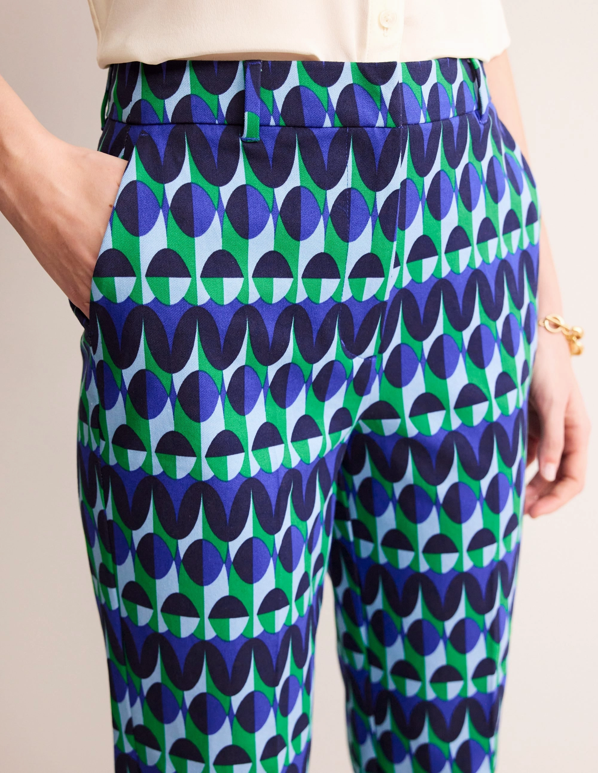 Kew Printed Trousers-Blue, Abstract Illusion Outdoor Adventure