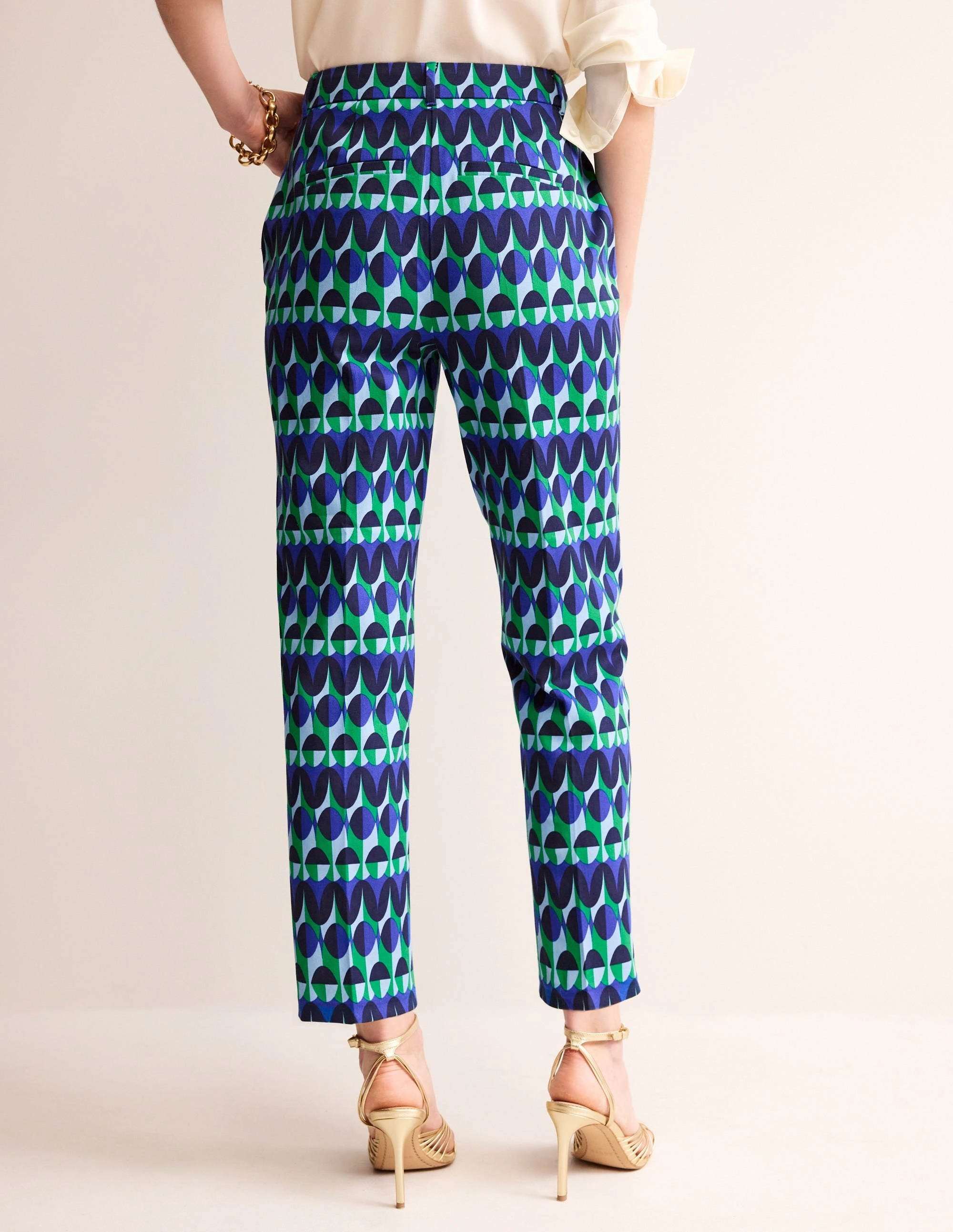 Kew Printed Trousers-Blue, Abstract Illusion StaticResistantMaterial
