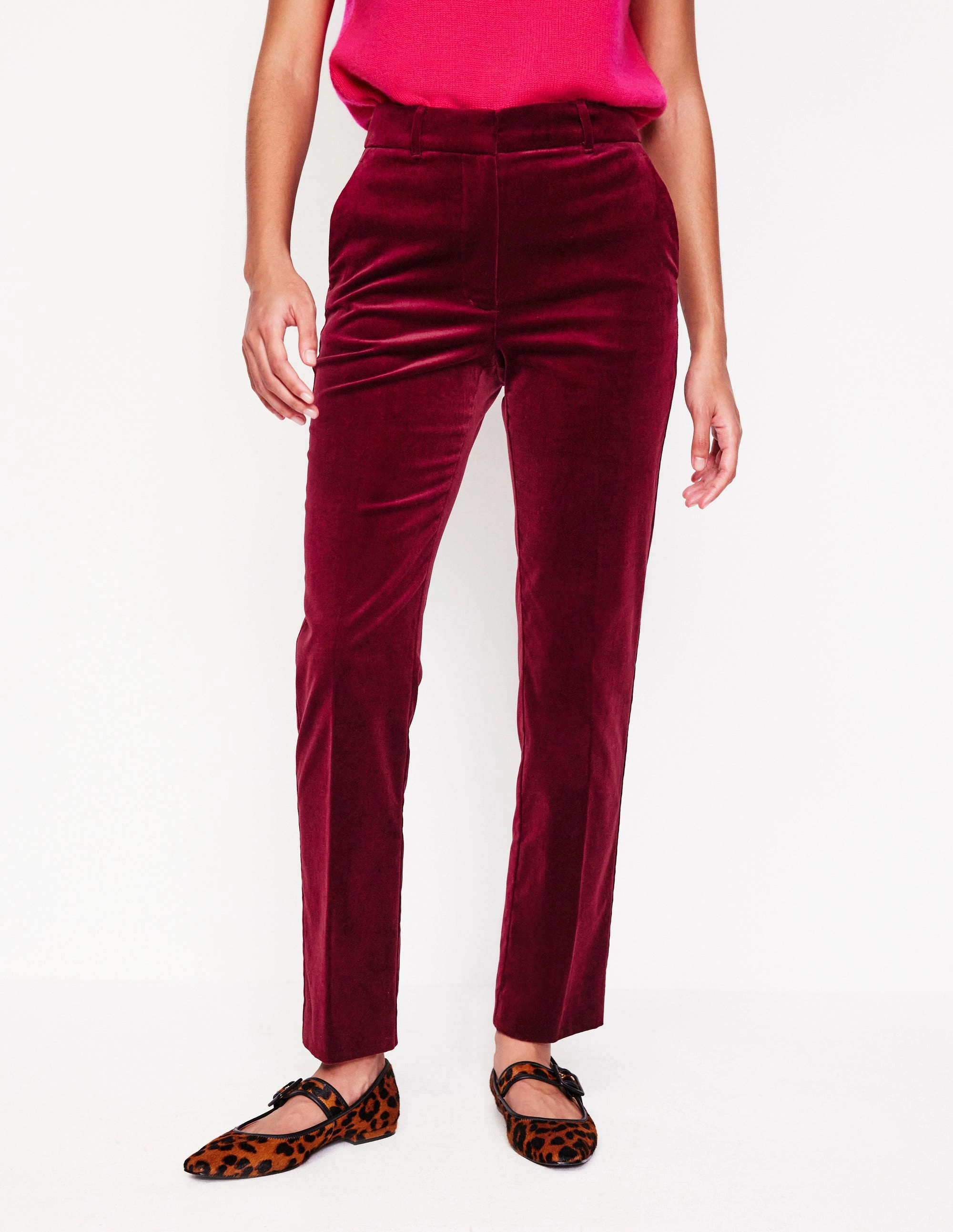 Luxe Look Kew Velvet Trousers-Cabernet