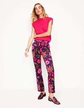Mesh Lined Kew Velvet Trousers-Multi, Blossom Flourish